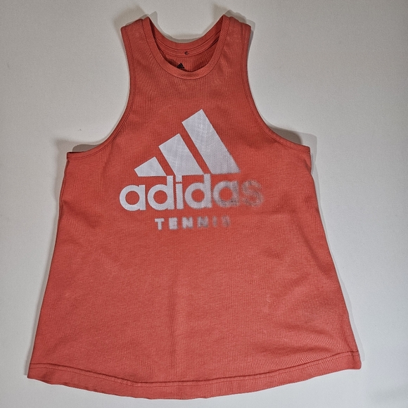 Adidas‎ Tank Top Womens Size Small Orange White Logo Preppy Tennis Activewear - Picture 1 of 8